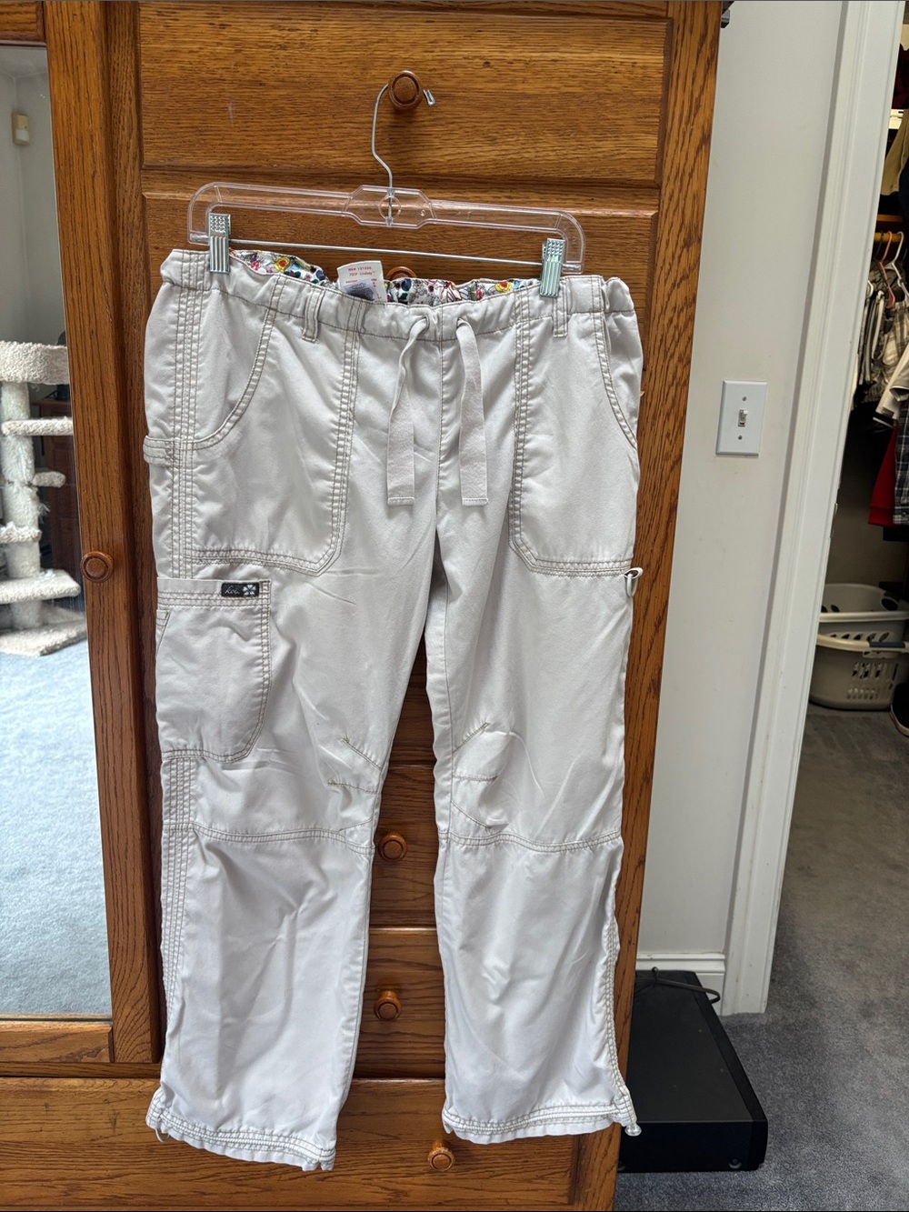 Light Gray Womens Cargo Drawstring Pants